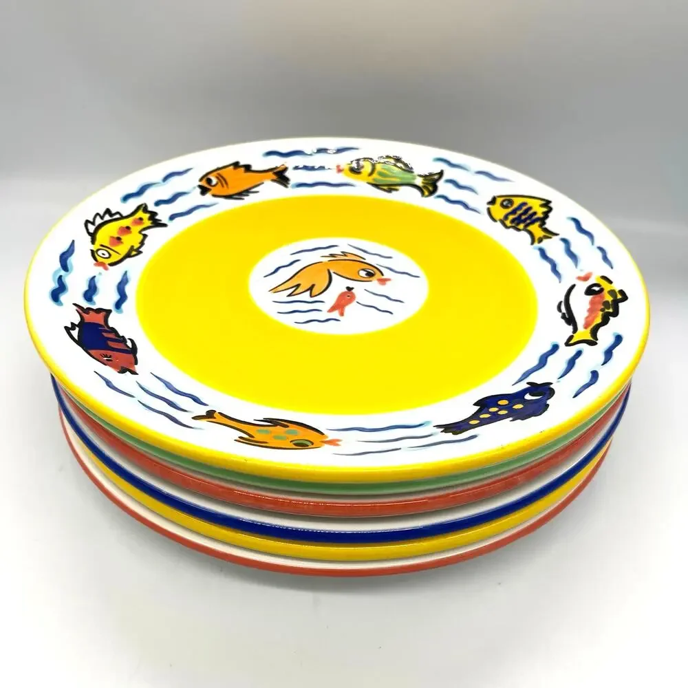 Les Tropiques Strata Set of 6 Dinner Plates 10 5/8
